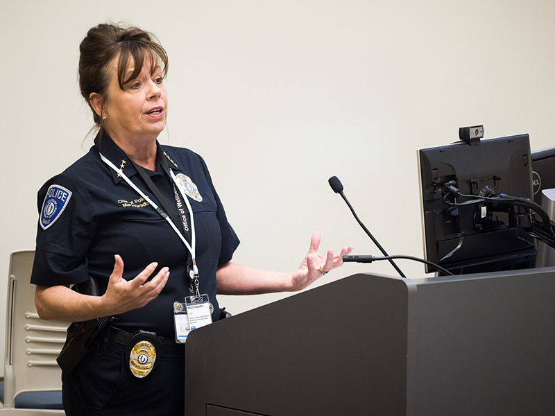 UMMC Police Chief Mary Paradis speaks at the 30x30 Initiative conference hosted by UMMC March 16-17.